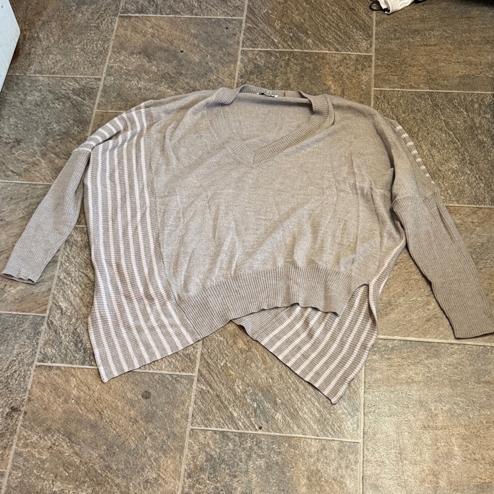 Elegant V-Neck Taupe Sweater